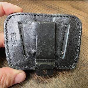 Bulldog Cases Molded Leather Belt Slide Holster-Large-RH-Black-MLB-L